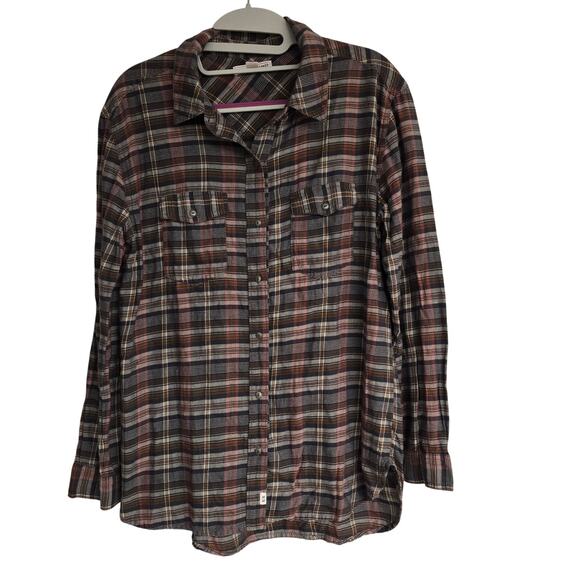 Women's Melrose and Market Gray & Pink Plaid Long Sleeve Button Down  Size Small - Picture 1 of 9